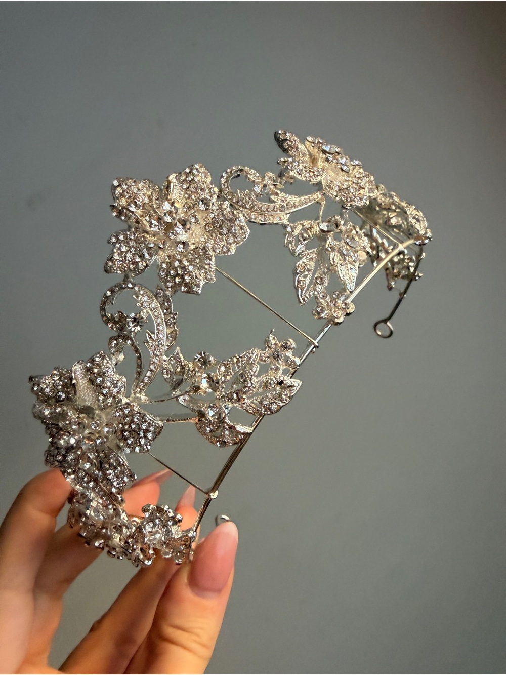 Crystal Floral Bridal Tiara - Silver